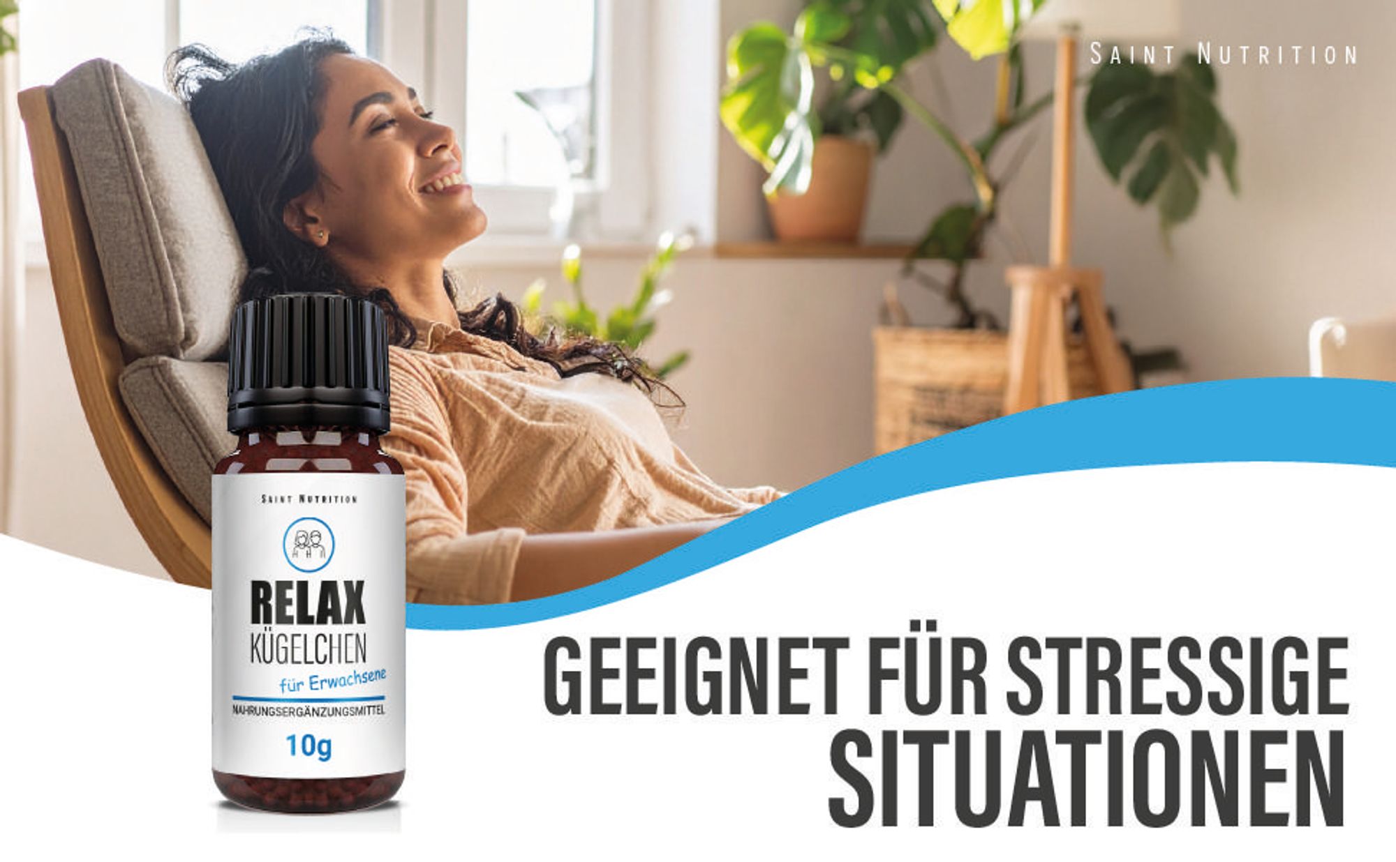 Saint Nutrition® Relax Kügelchen | für Erwachsene - Entspannung - Innere Ruhe - Stressabbau – Gelassenheit - Beruhigung – besserer Schlaf