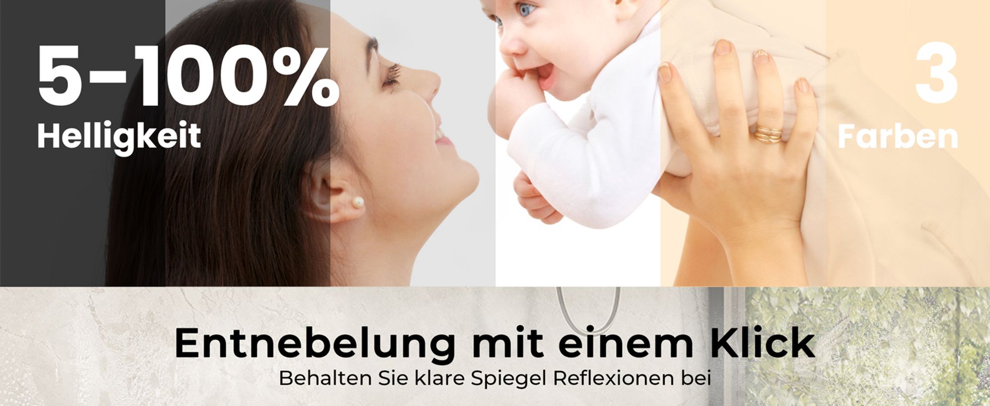 EMKE LED Badspiegel Rund 60cm mit Beschlagfrei und 3 Lichtfarben, schwarz Badezimmerspiegel dimmbar Wandspiegel mit Touchschalter, Speicherfunktion