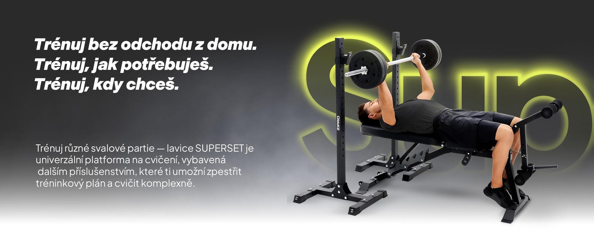 Zipro činková lavice Superset – s volně stojícím stojanem na činky, včetně curlové lavice a trenažéru na nohy, nastavitelná šikmá lavice a negativní lavice, nosnost až 270 kg