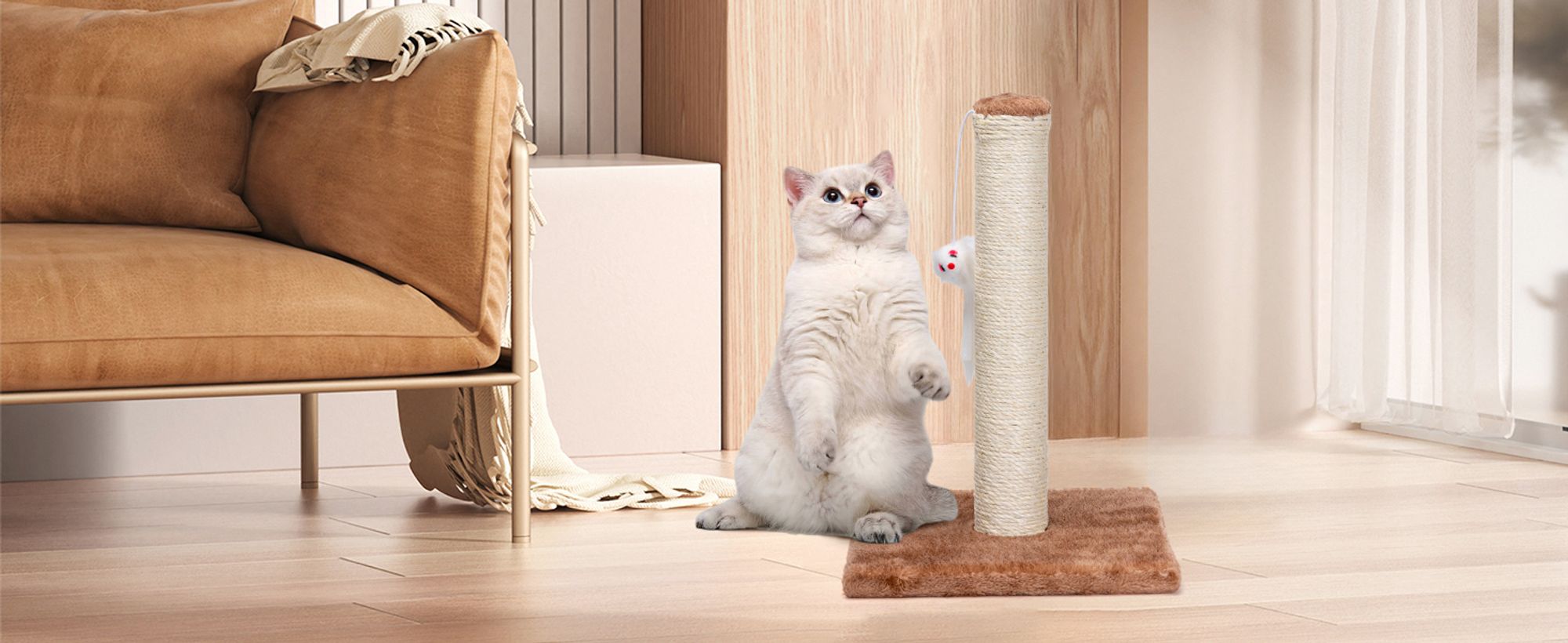 Kratzstamm, Kratzsäule für Katzen mit Ultimate Natürlichem Sisalseil, Kleine Katze Kratzstange,Kratzbaum für Kätzchen,braun, 25 * 25 * 35cm