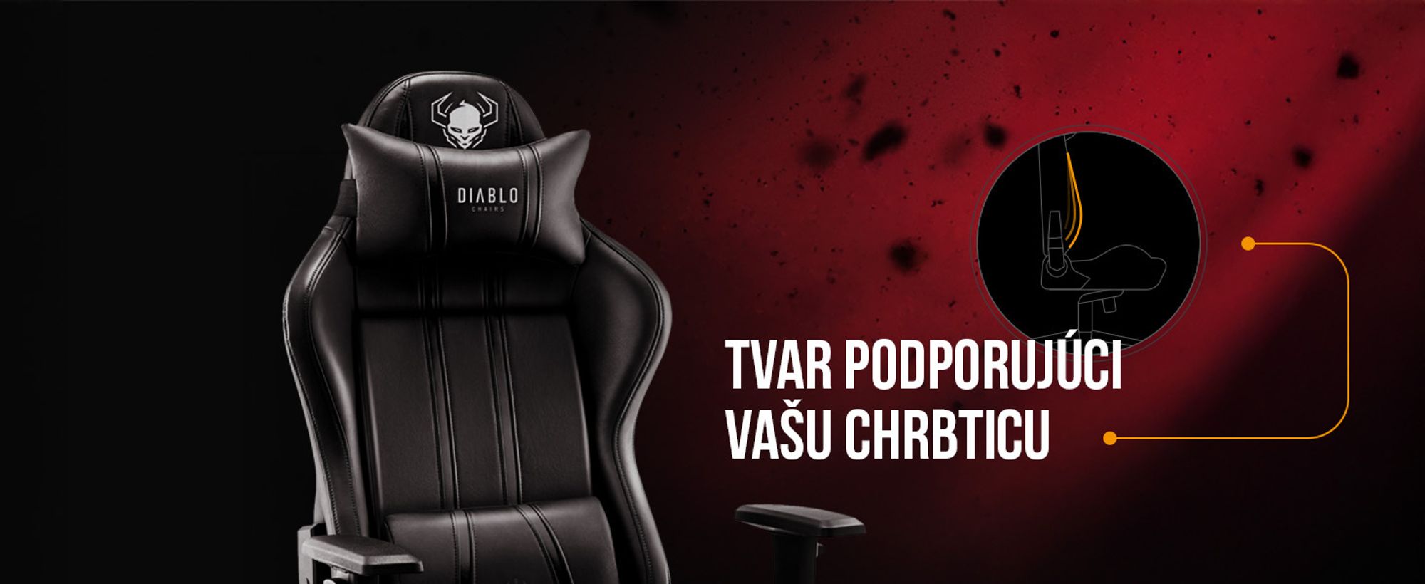 Diablo X-One 2.0 Herné kreslo Kancelárske kreslo Nastaviteľné opierky rúk Ergonomický dizajn Krčný/bederný vankúš Normal Size Čierne