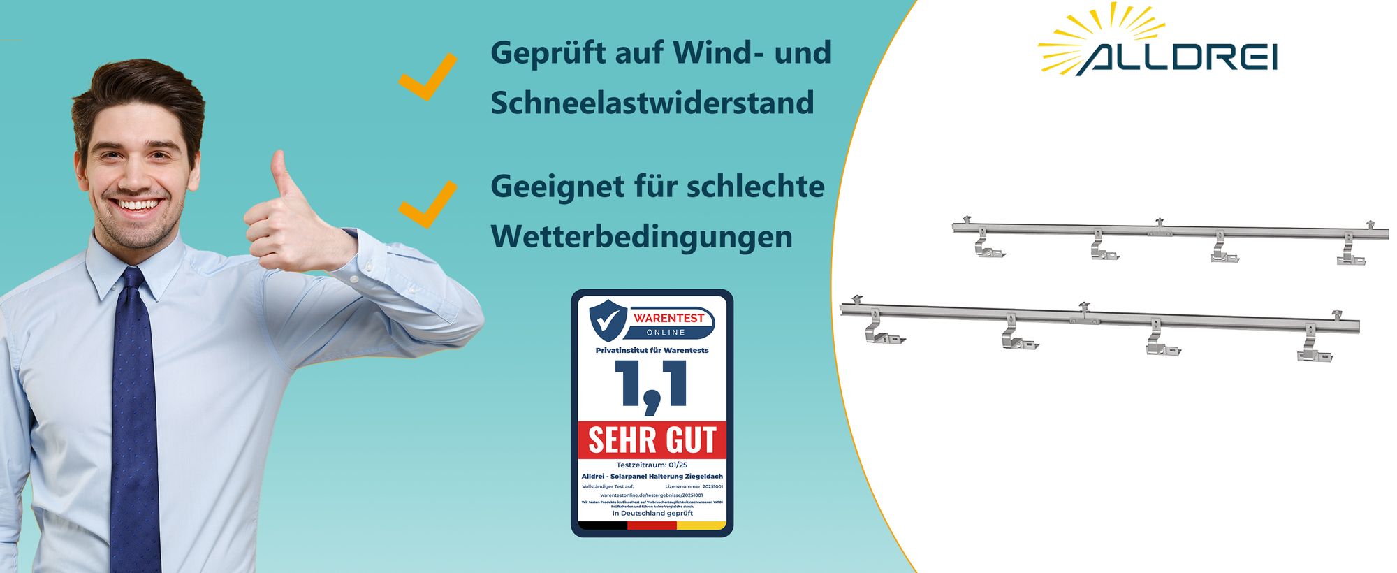 Balkonkraftwerk Halterung Ziegeldachhalterung für 2 Solarmodule Solarpanel Halterung für 28-46mm dicke Module, 0% MwSt.