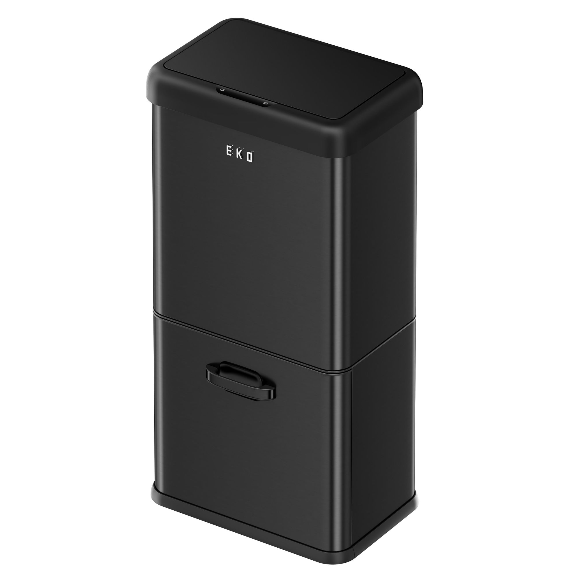 EKO - Vintage Sensor Abfaleimer 32+18 Liter - Powdercoated Steel ABS  - Matt Schwarz