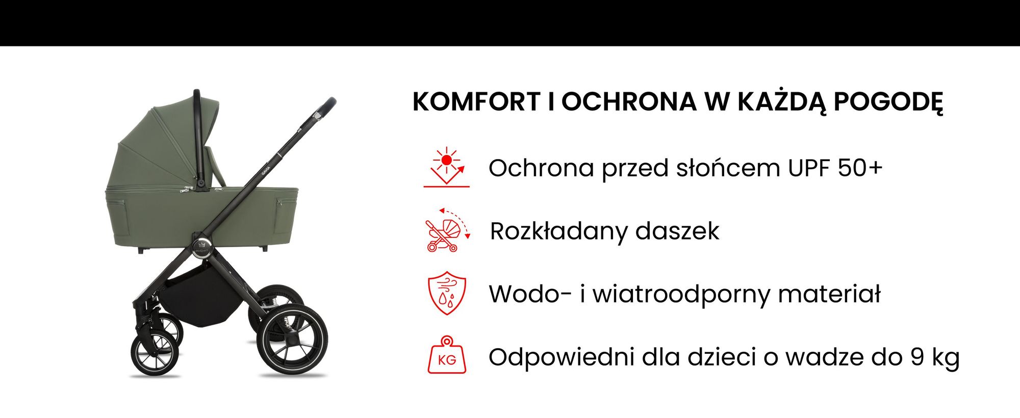 BabyLux® Wózek Dziecięcy 3w1 GAVIA Spacerówka Gondola Lekki Składany Zestaw, Fotelik Samochodowy I-Size, 4 Pozycje Oparcia, Torba do Przewijania i inne Akcesoria, 0-22kg (0-4 lata), UV 50+