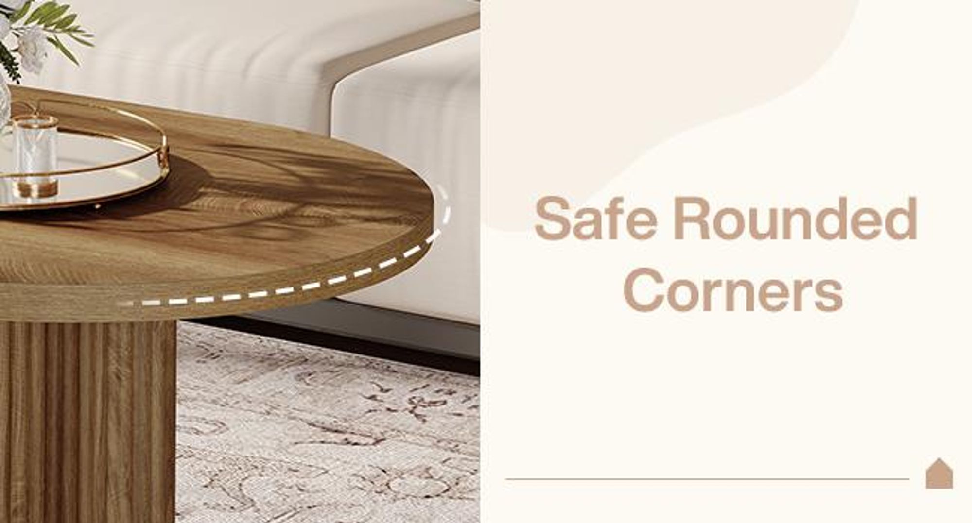 Tribesigns Ovaler Couchtisch, 120 cm großer Landhaus Couchtisch aus Holz mit geriffeltem Design, für Wohnzimmer, Büro, Wohnung, rustikales Braun