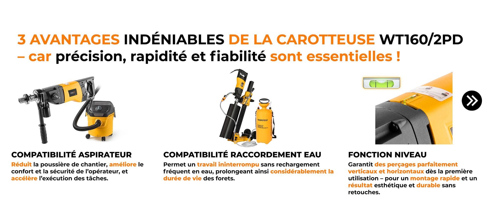 Carotteuse portative avec microprocesseur 1900 W carotteuse diamantée 2340 rpm carotteuse portative avec 2 engrenages 22-202 mm