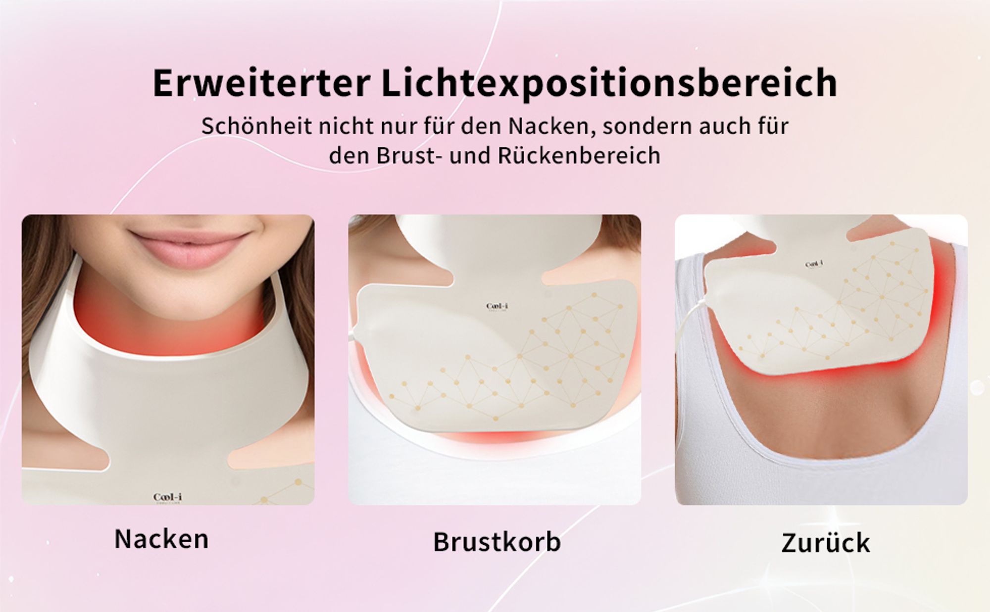 Cool-i® LED-Halsmaske mit Rotlicht & Infrarot – Ergänzende Lichtpflege für Nacken & Dekolleté, FDA