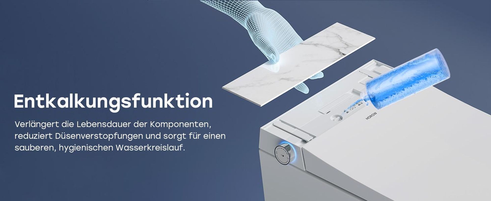 HOROW Intelligente Dusch-WC, Smart WC mit UV-Sterilisation Selbstreinigende Düse, mit beheiztes Bidet, Warme Lufttrocknung, Nachtlicht