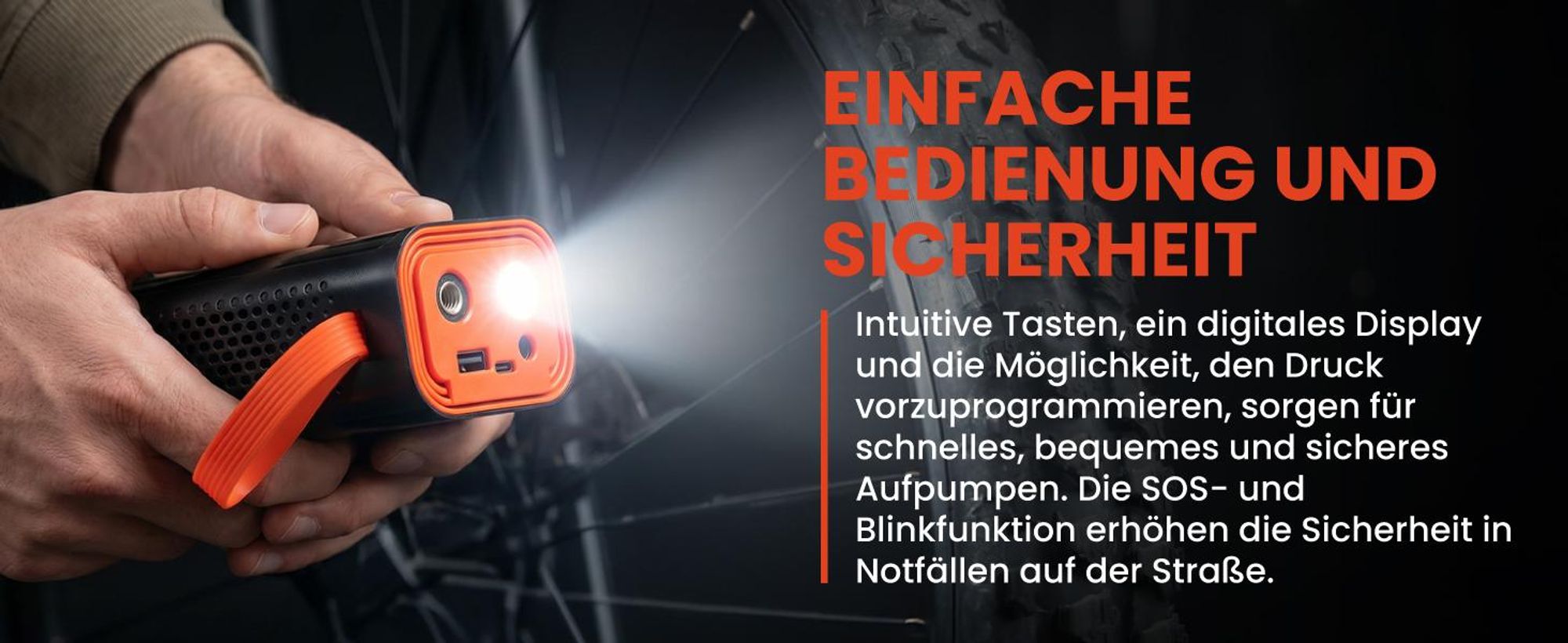 Elektrische Reifenpumpe Luftpumpe mit Akku 6000 mAh Powerbank für Auto Fahrrad Motorrad