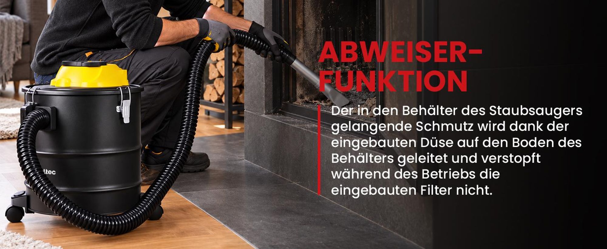 Industriestaubsauger 1800W Aschesauger Kaminsauger MalTec 18 Liter HEPA für Backofen Kamin, Grill Feuerstellen Reinigung im Innen- & Außenbereich