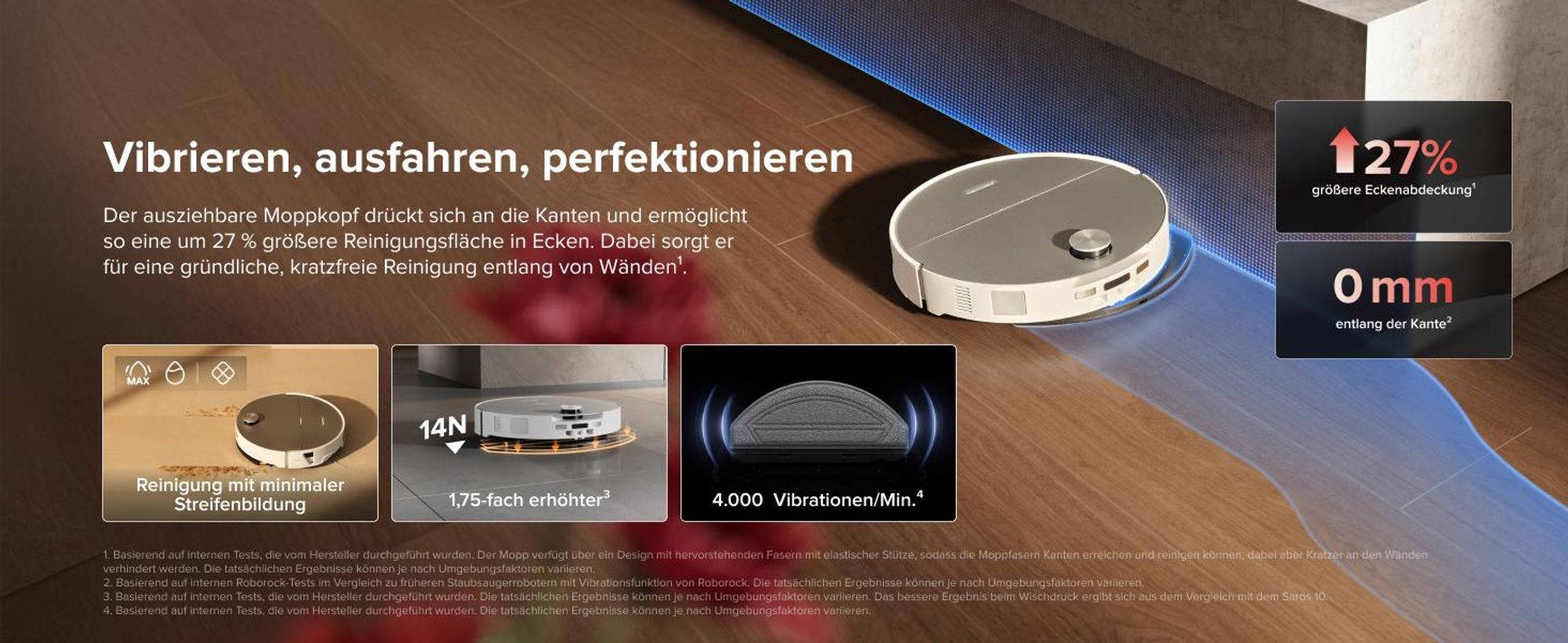 Roborock Saros 20 Sonic Staubsauger Roboter, 36.000 Pa Saugroboter mit Wischfunktion, Dual Anti-Tangle System, 7,98cm Ultra-Slim Design (Weiß)