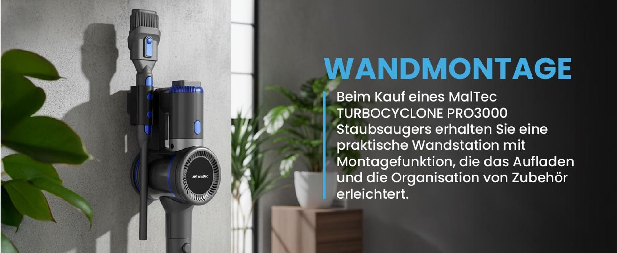 Handstaubsauger beutellos mit Akku 30000Pa mit Elektrobürste