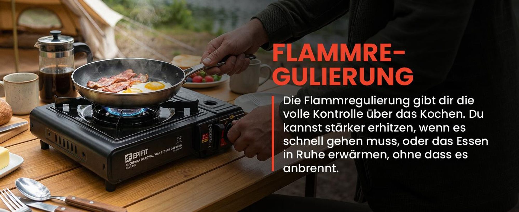 Schwarzer Campinkocher Gaskocher für Gaskartuschen Gasflasche Outdoor