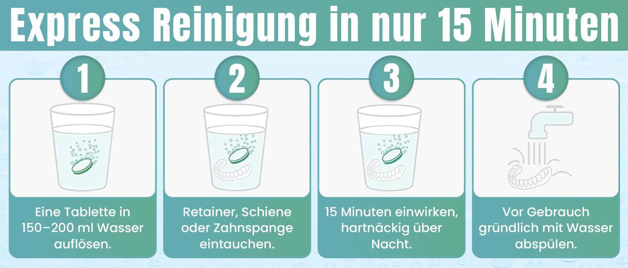 Perfekt-Schlafen24® Retainer Reinigungstabletten - 30x Reinigungstabletten Zahnschiene Reinigung |Fleckenfrei Zahnschutz Und Gebissreiniger Tabs