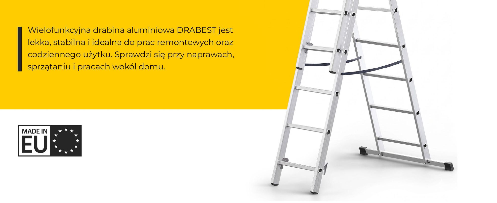 DRABEST | Aluminiowa drabina wielofunkcyjna 3x7 - 3-częściowa drabina składana i wysuwana - 21 szczebli - do -150 kg - certyfikat EN131 i