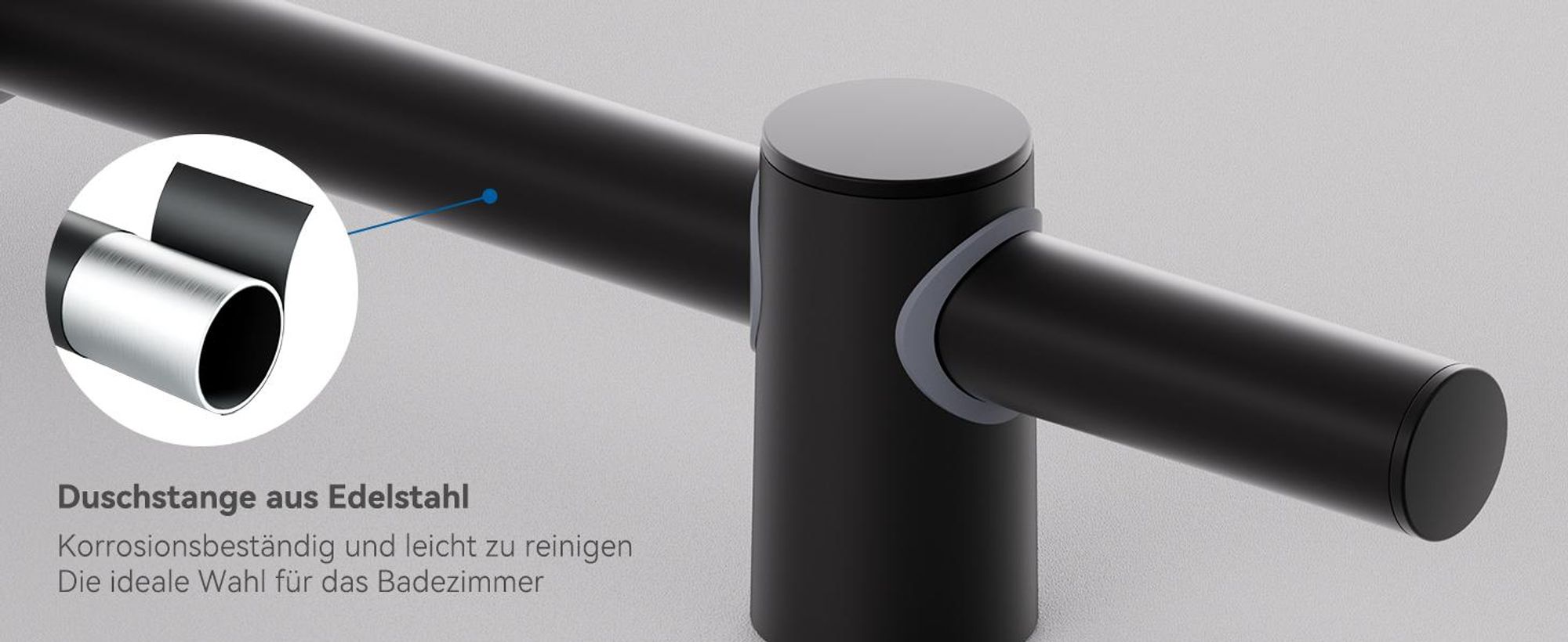 Auralum Duschstange,90 cm Verstellbar,Universelle Duschstange Duschstange  Runde Wandhalterung,schwarz