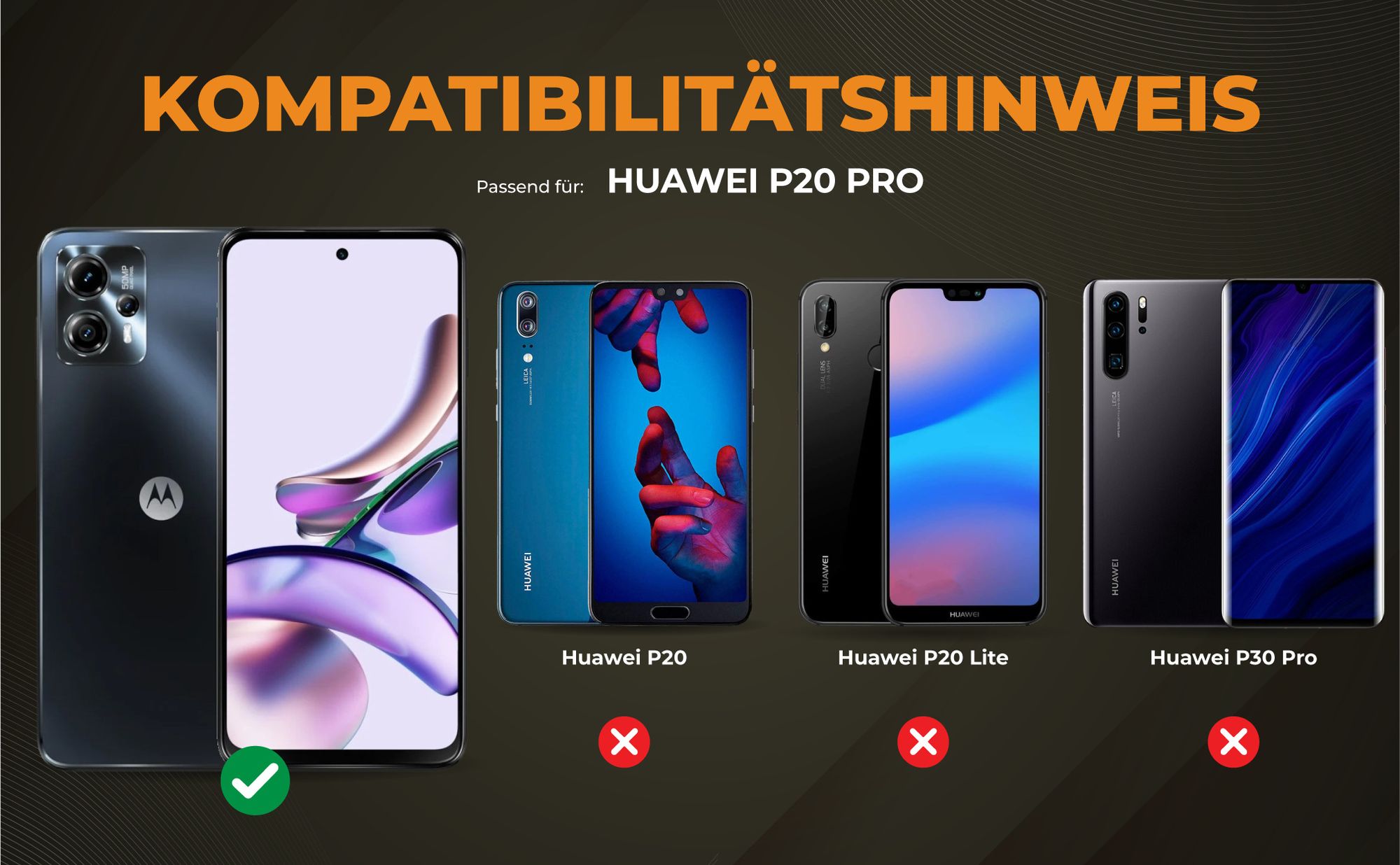 Produktbild von 2x Panzerfolie Huawei P30 P40 P30 Lite P20 P20 Pro Echt Glas Display