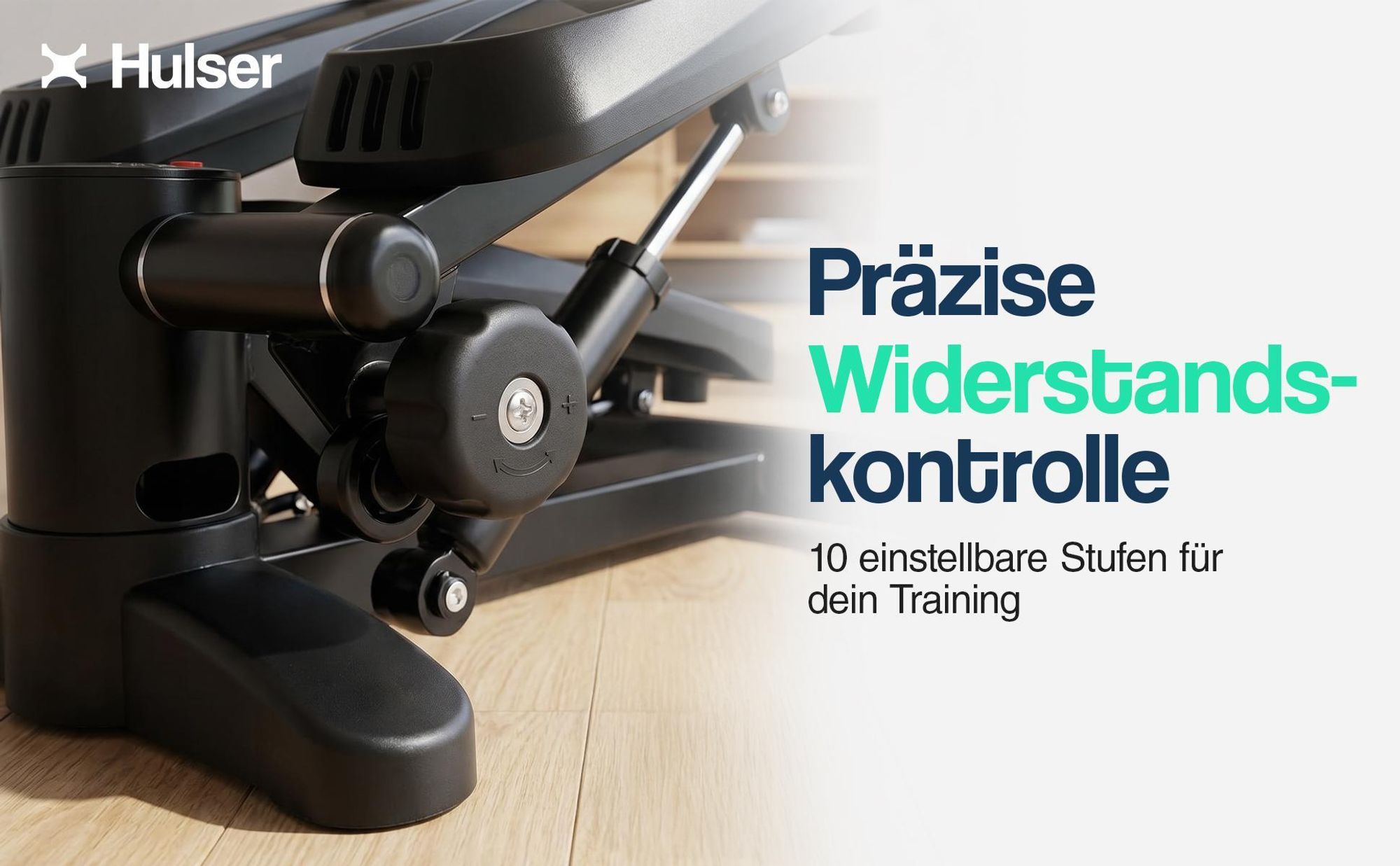 Hulser 2-in-1 Stepper mit Display - Ganzkörpertrainer mit Anpassbarem Widerstandssystem & Mit 12-teiligem Widerstandsband-Set - Widerstandsbändern
