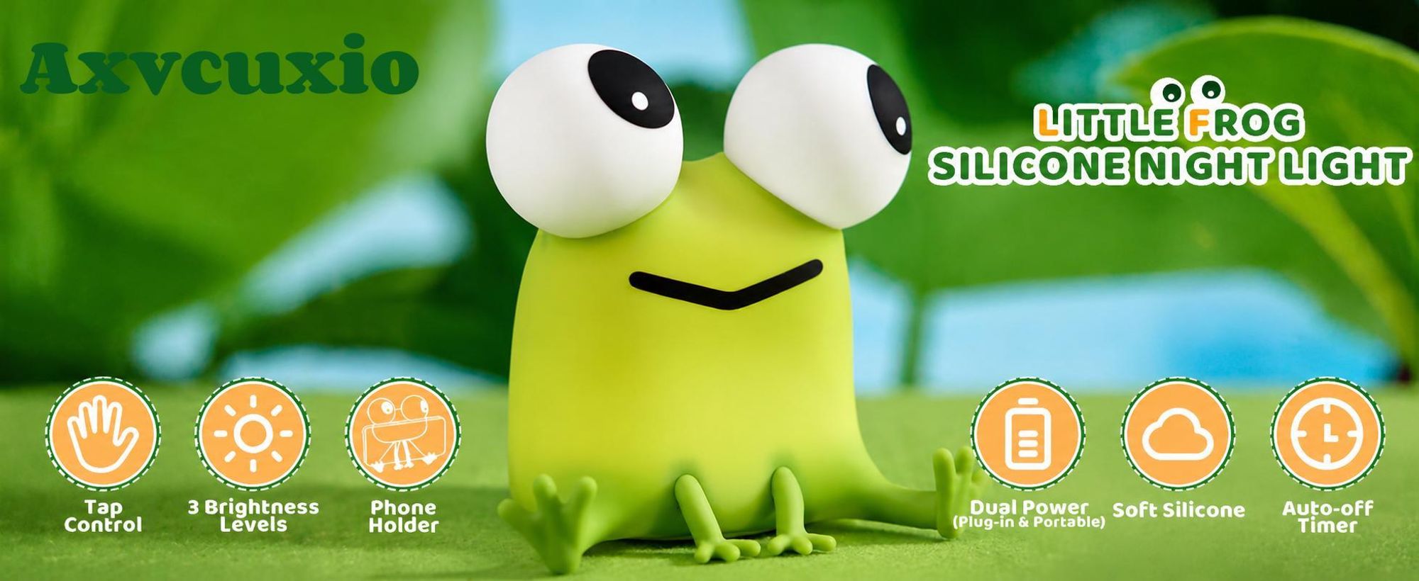 LED Frosch Silikon Nachtlicht Kinder,7 Farben, Kabellos Stufenlos Dimmbar,Touchsensor, Timer, USB Wiederaufladbar, Augenschutz, Babyzimmer, Stilllicht