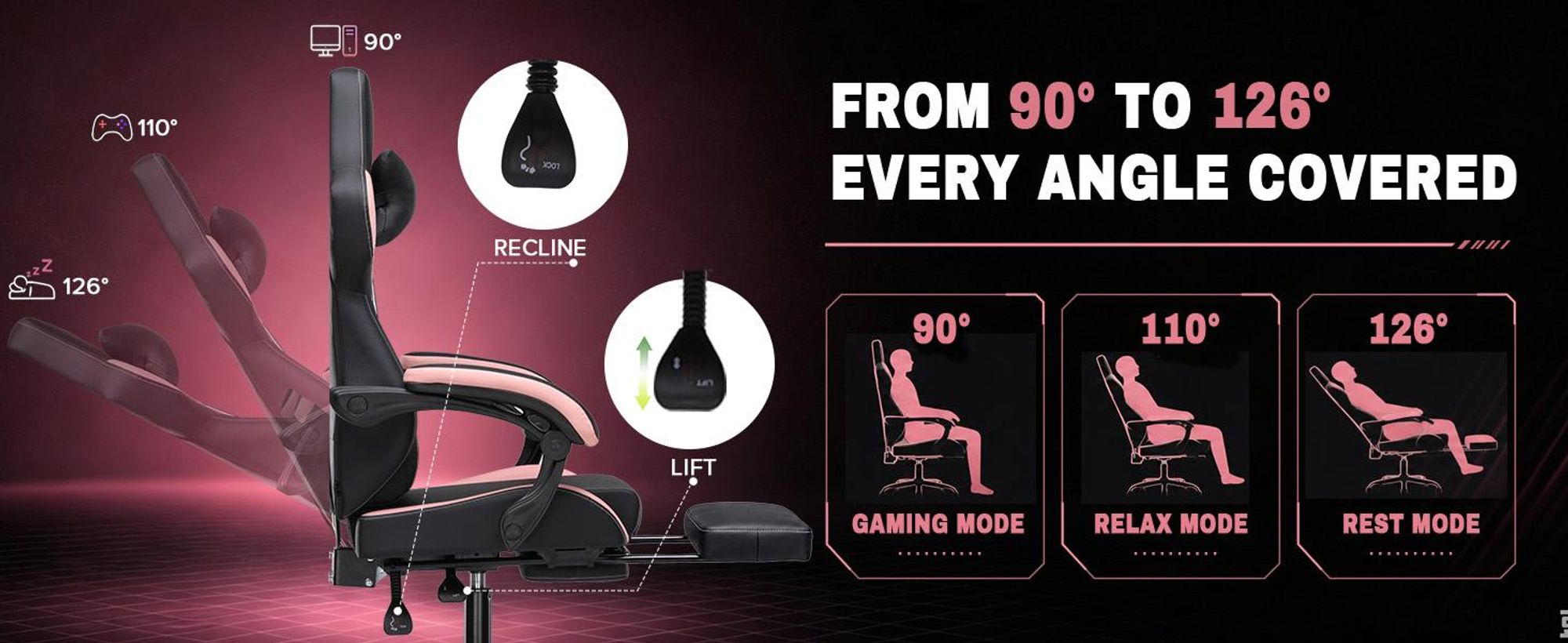 Sedia da gaming GTPLAYER, sedia da ufficio, poltrona da gaming con poggiapiedi, sedia da gaming ergonomica con braccioli regolabili, sedia da scrivania regolabile in altezza