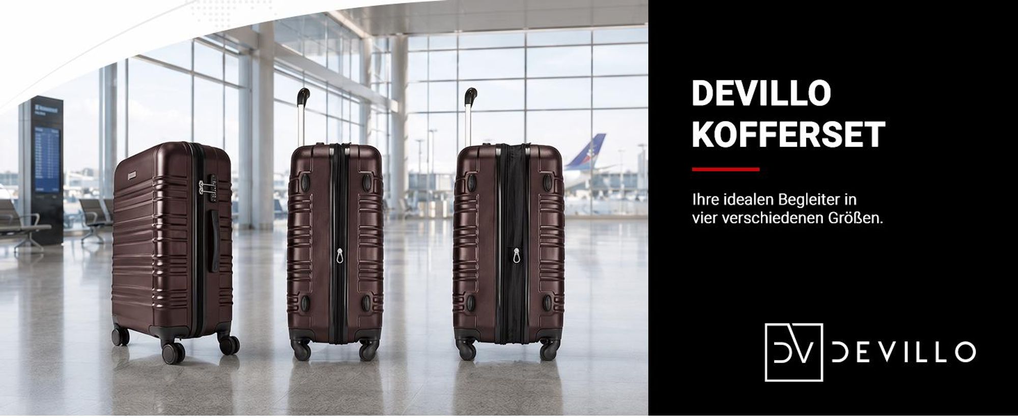 Devillo® Kofferset 4tlg. S-M-L-XL, Terrabraun - Trolley Koffer Reisekoffer Reisekofferset Gepäck Rollkoffer TSA 4 Rollen ABS-Hartschale Teleskopgriff