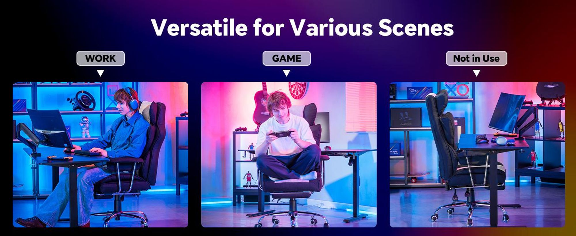 GTPLAYER Gaming Stuhl, Gamer Stuhl, Ergonomischer Bürostuhl mit Fußstütze verstellbare Lenden und Kopfkissen, Gaming Chair Gepolstert, Gaming Sessel
