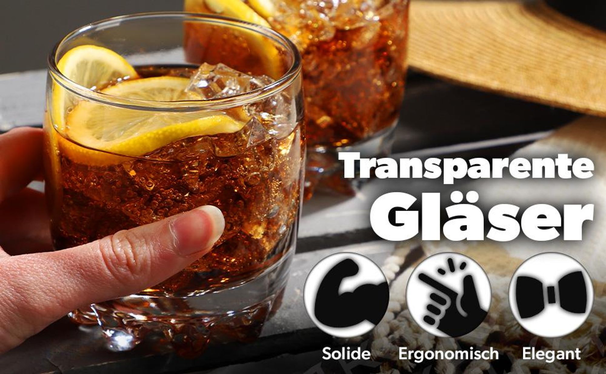 KADAX Wassergläser, Set de 6, Trinkgläser, Saftgläser aus Glas, robuste Gläser für Wasser, Saft, Garten, Party, Drink, Bier, Universalgläser, Cocktailgläser, Getränkegläser (Nadia, 300ml)