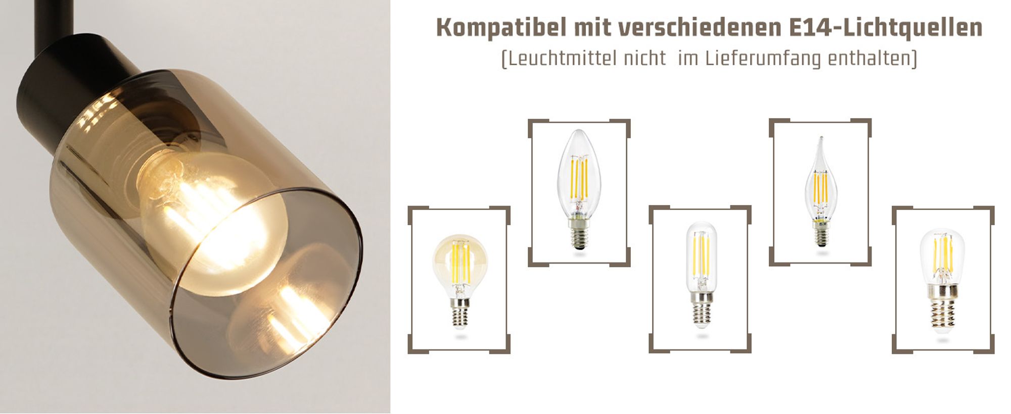 ZMH Deckenstrahler Vintage 1 flammig retro Deckenleuchte Schwarz Industrial Deckenlampe E14 Deckenspots Flur aus Glas Schwenkbar 350° Wandstrahler für Küche Wohnzimmer Ohne Leuchtmittel
