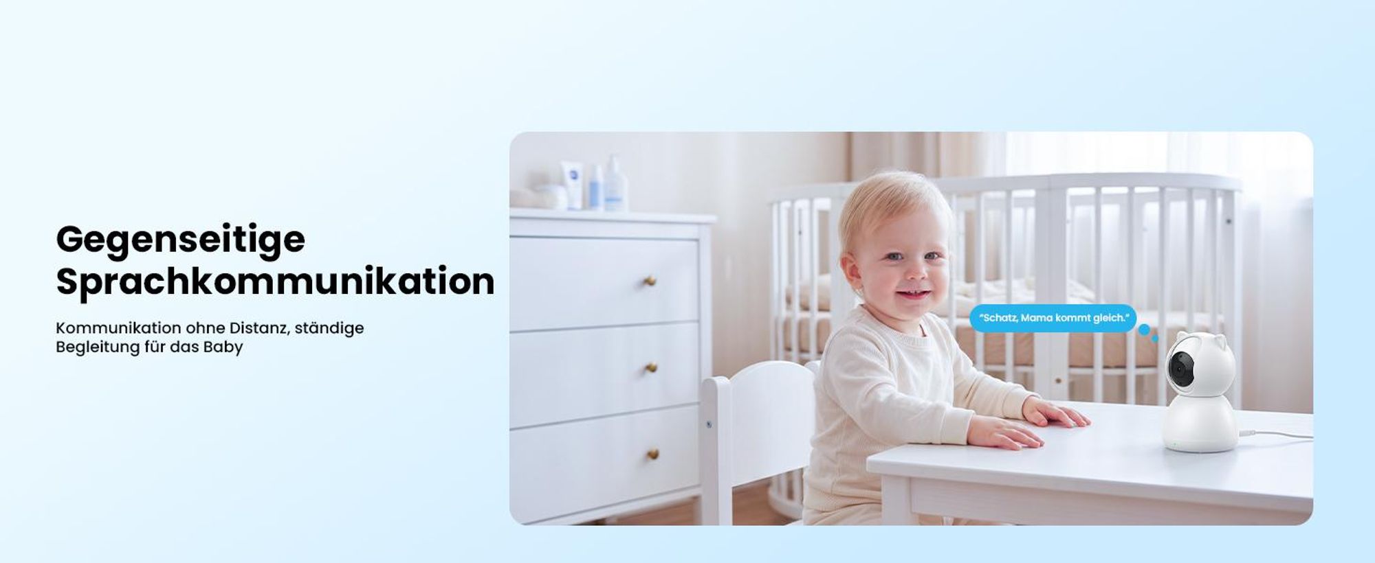 Babyphone mit Kamera und Audio ohne WLAN5 Zoll Display 30h Akkulaufzeit schwenkbar und neigbar 2xZoom Nachtsicht VOX Gegensprechfunktion mit Halterung