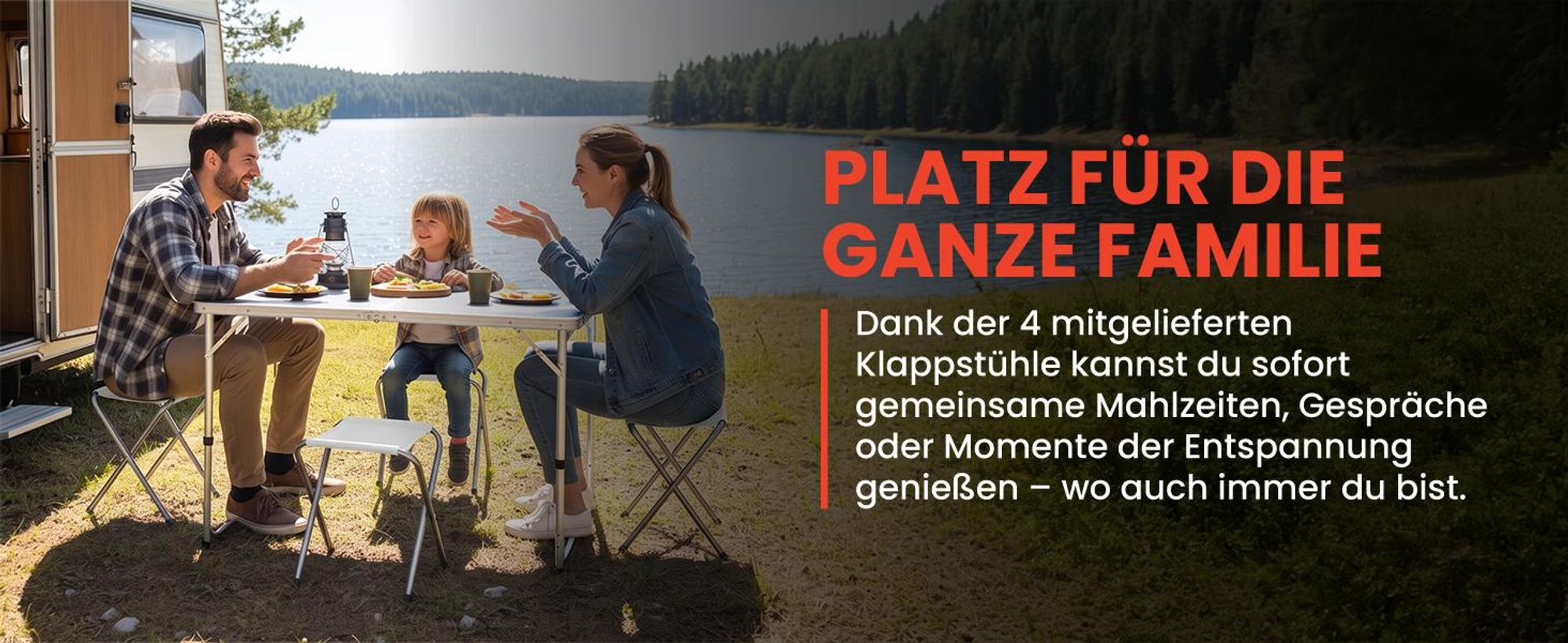 Campingtisch Klapptisch im Koffer mit 4 Stühle Aluminium 3 Stufen