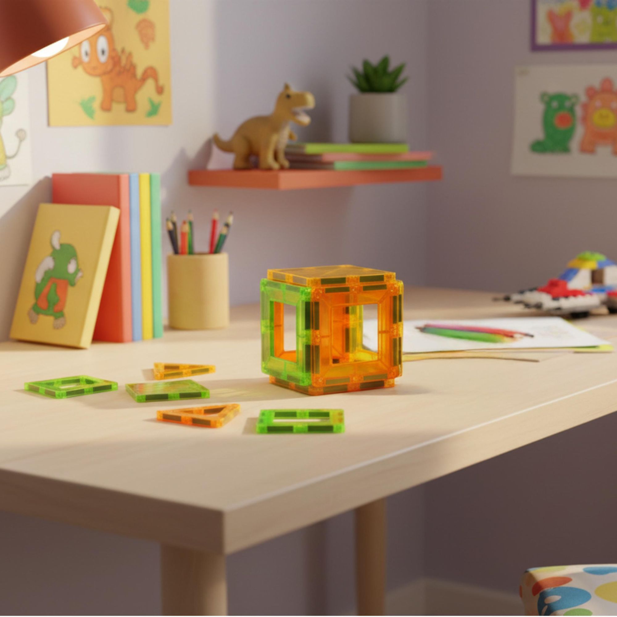 Magnetbausteine 45 Teile Set, 3D Magnetische Bauklötze für Kinder ab 3 Jahren, Konstruktionsspielzeug Pädagogisch MINT, EVI TOYS Magnetic 45 CE
