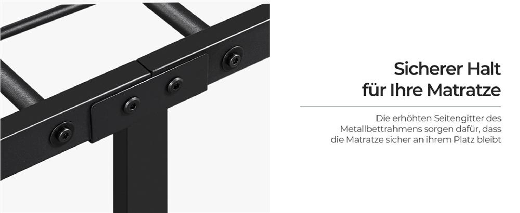Yaheetech Metallbett Bettgestell mit Kreuzdesign Kopfteil, 90 x 200 cm Bettrahmen, Schwarz