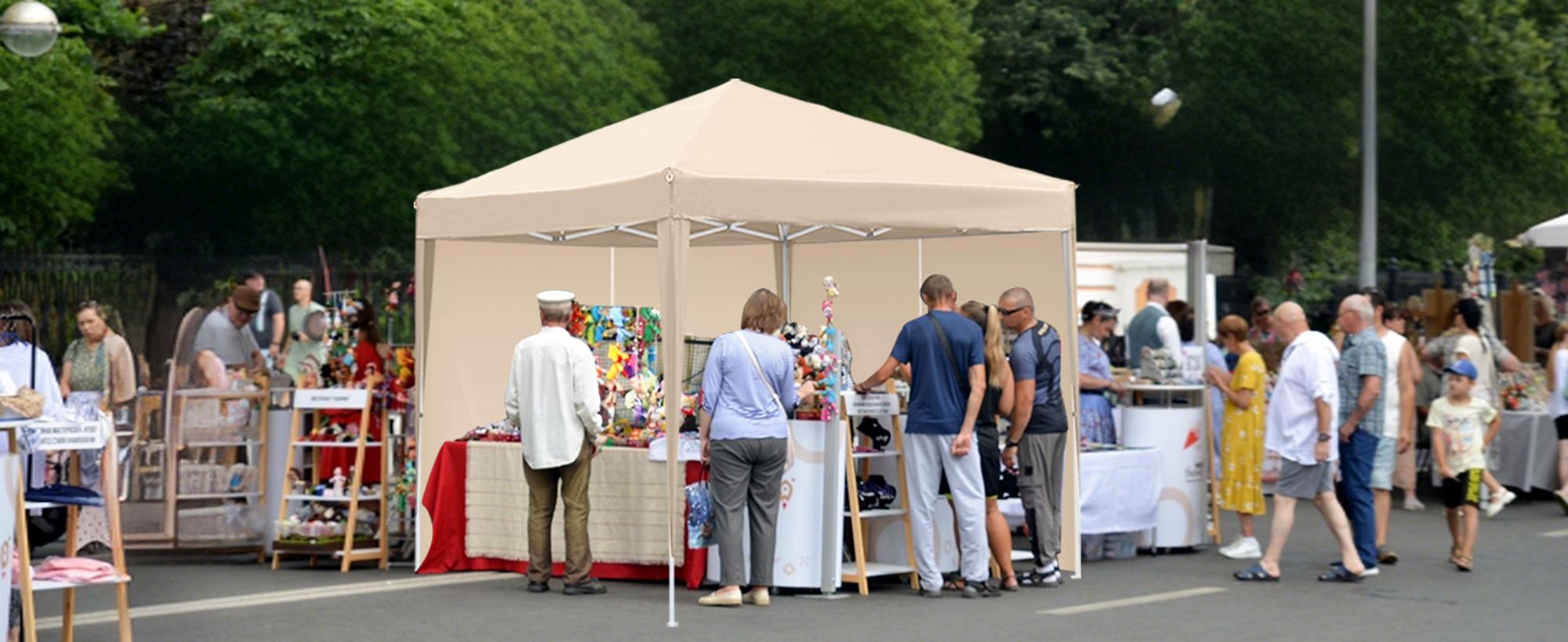 Sekey 2 Seitenteile für 3x3 /3x6m/3x9m pavillon mit Reißverschluss, Taupe