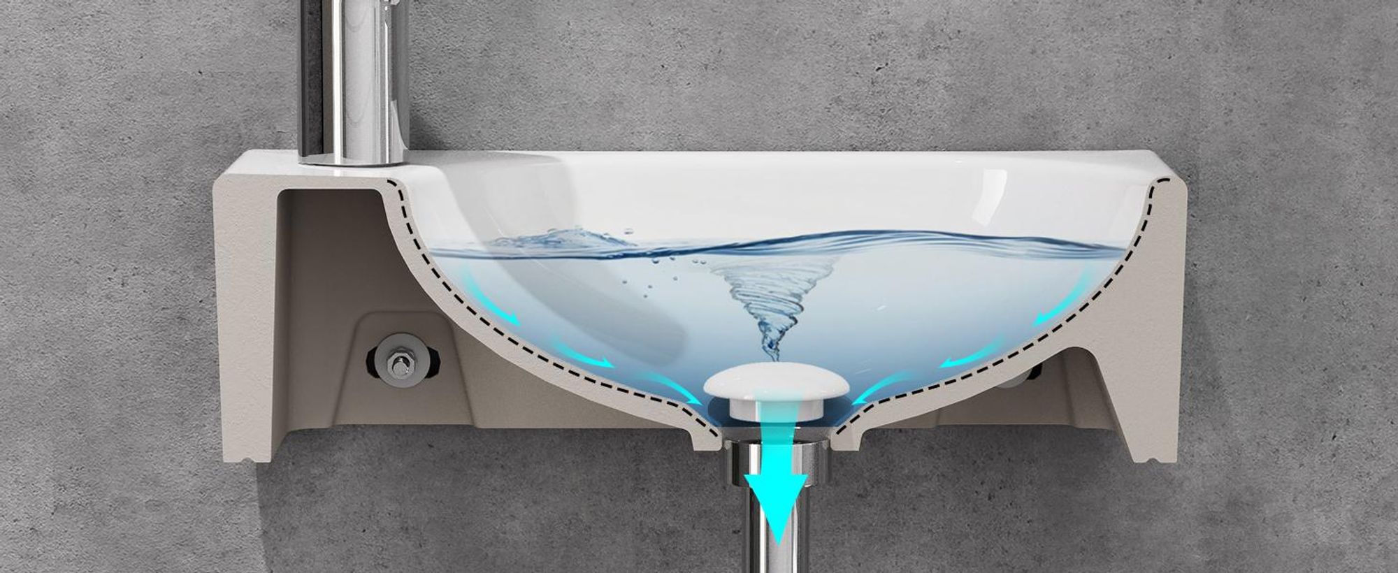 Waschbecken mit Hahnloch auf der linken Seite