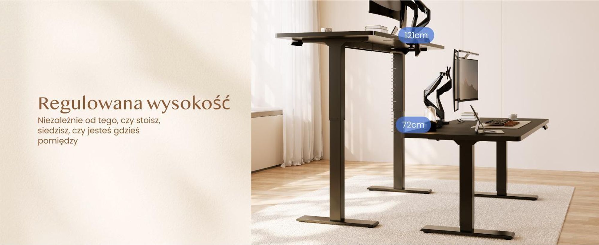 FLEXISPOT QB2 Biurko z regulacją wysokości Elektryczne 200x80cm, 2 MOCNE SILNIKI, nośność 120 kg, ochrona przed kolizją 4 funkcje pamięci (czarne)