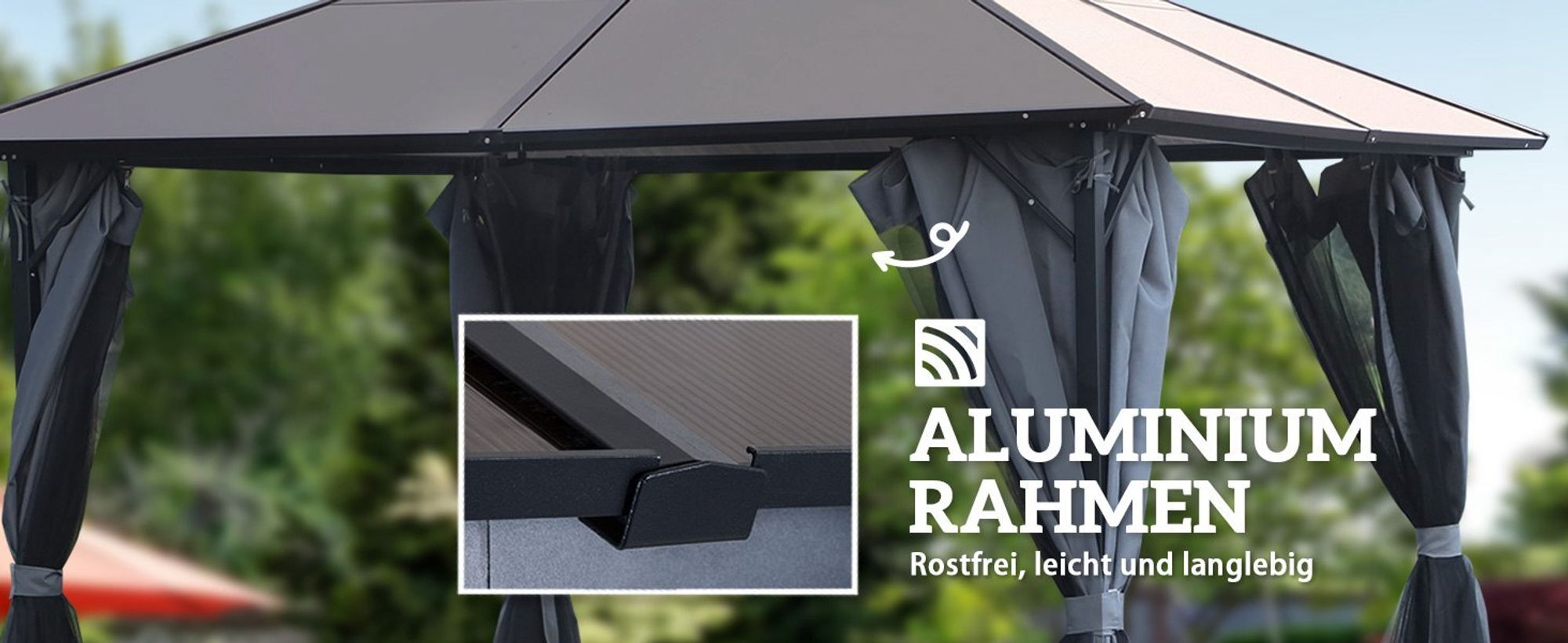 Outsunny Pavillon Gartenpavillon Gartenzelt mit Seitenteilen PC Dach