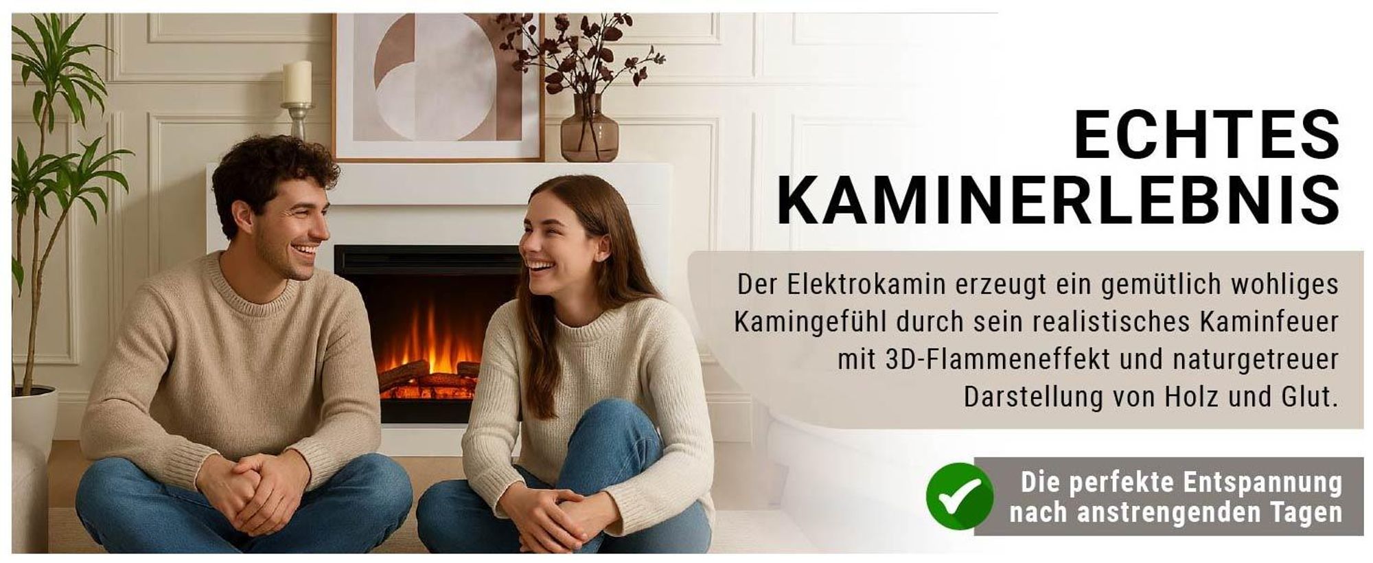 Elektrokamin Standkamin BALDERIA Finn Design – Heizung bis 2000 W, weiss