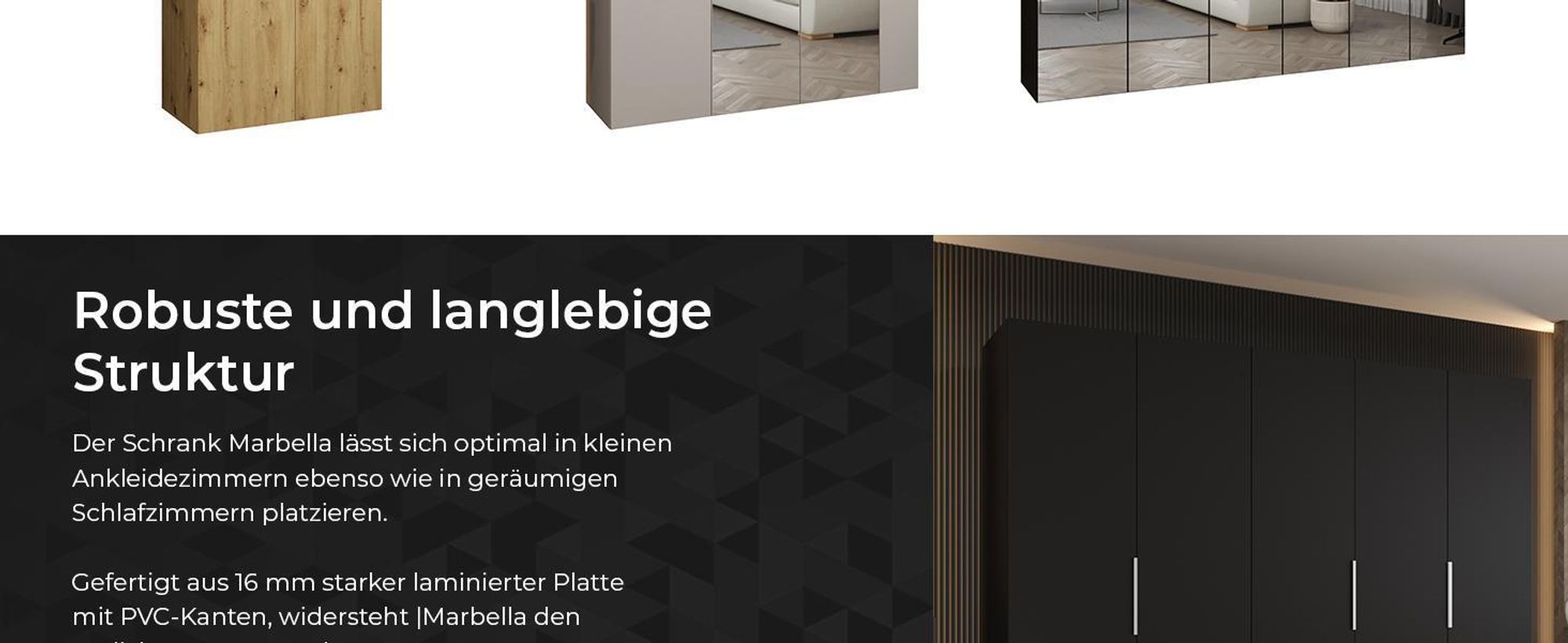 MEBLE KRYSPOL, Kleiderschrank, Schrank 150 cmx202x52, Schwarz, Kaschmir