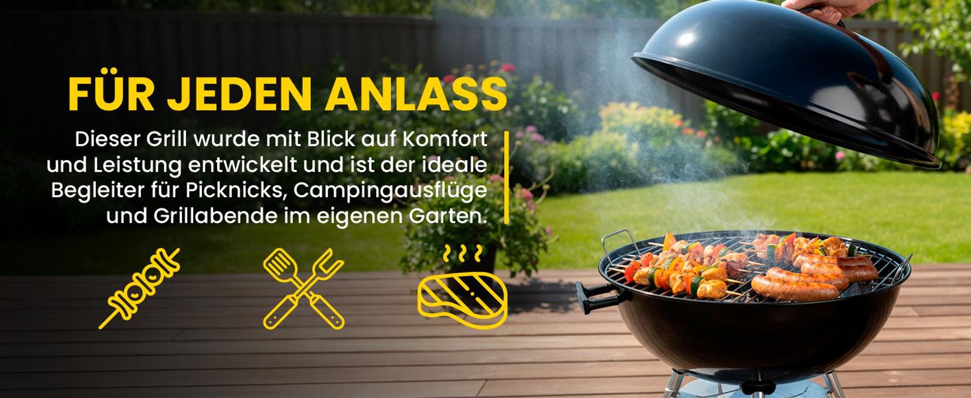 Leicht Kugelgrill mit Deckel mit einem Durchmesser von 32 cm