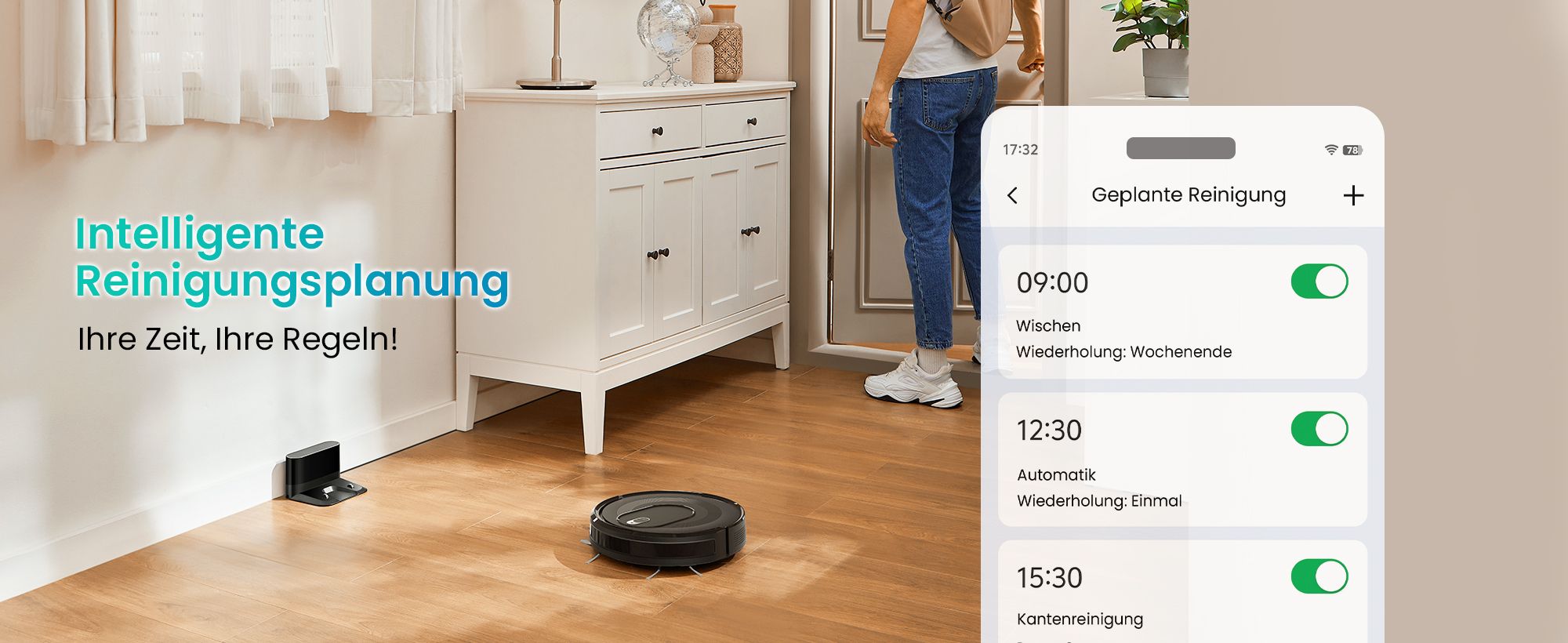 Vactidy W7 Saugroboter mit Wischfunktion APP/Sprache/Fernbedienung Staubsauger Roboter