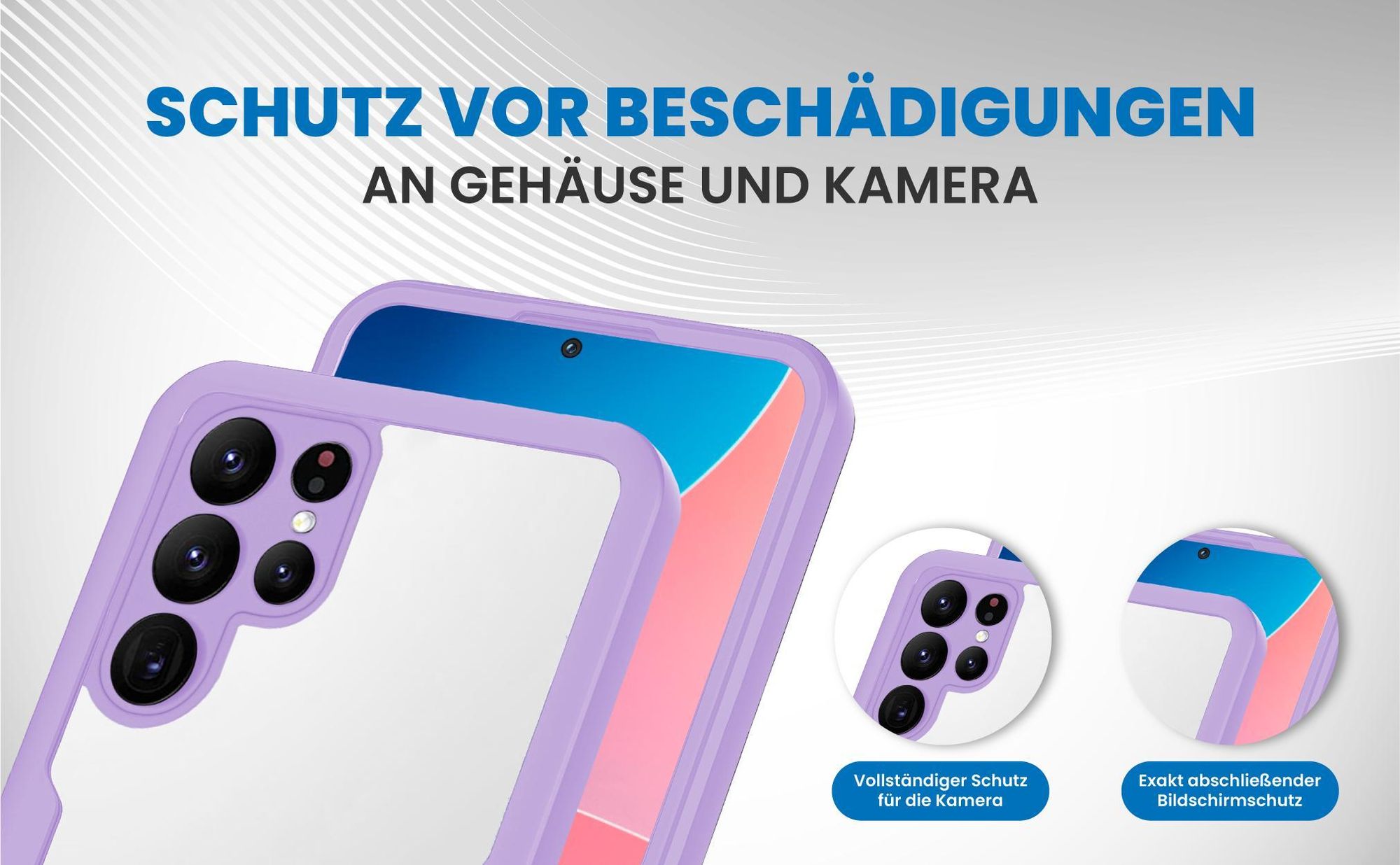 Violette 360 Grad Handyhülle für Samsung Galaxy S23 Ultra Front und Backcover