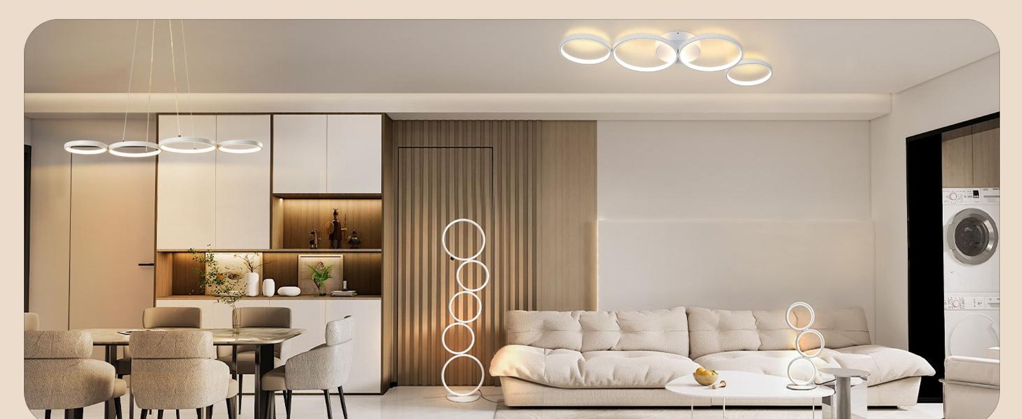 ZMH LED Deckenleuchte 55W Dimmbar mit Fernbedienung Modern 4 Flammig in Ringoptik Deckenlampe Rund Innen Metall für Wohnzimmer Schlafzimmer Weiß