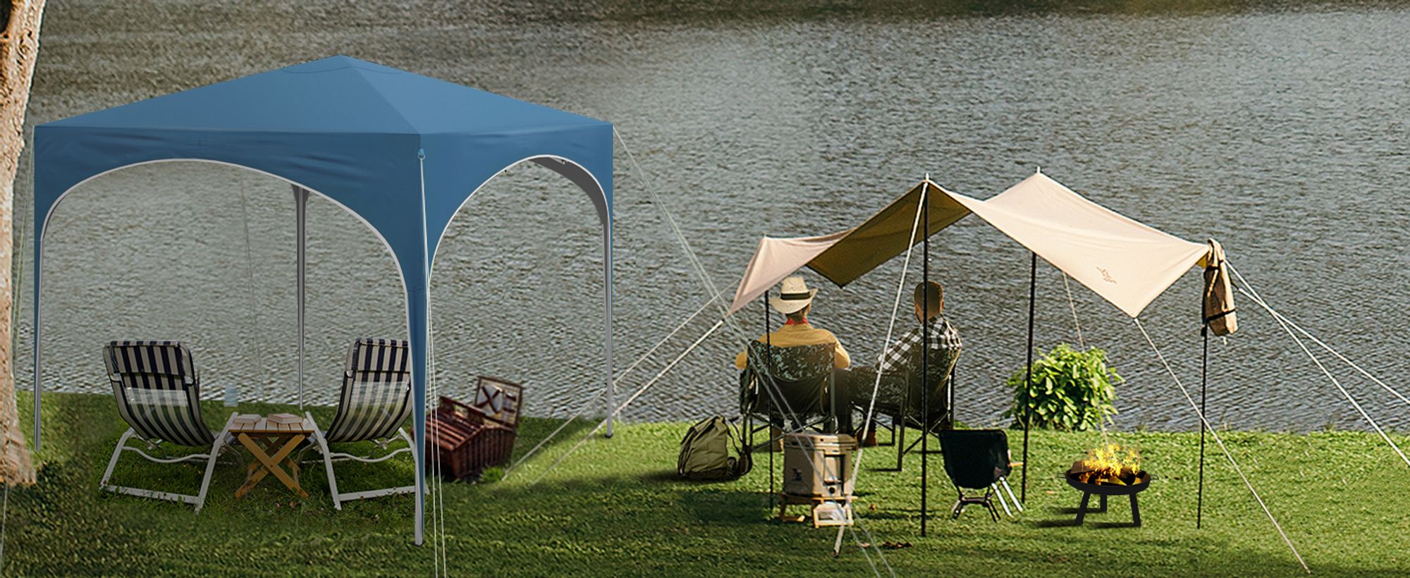 WOLTU Pavillon Pop-Up wasserdichter Faltpavillon Sonnenschutz Event Gazebo Gartenpavillon, aus Oxford Metallrahmen 3x3m Blau