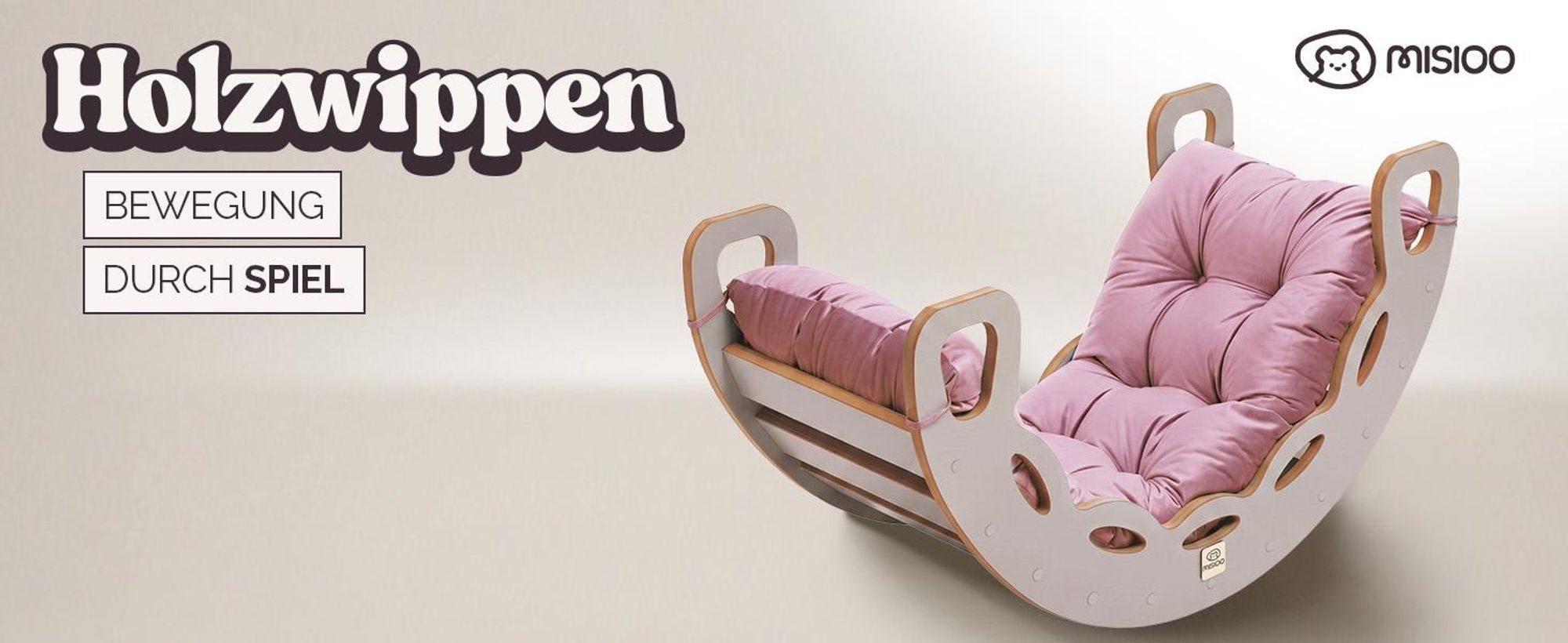MISIOO Klettergerüst Indoor ab 1 Jahr, Montessori Kletterbogen 4in1 mit Rutsche, Kletterwand & Kissen, Holz Spielzeug für Baby und Kinder