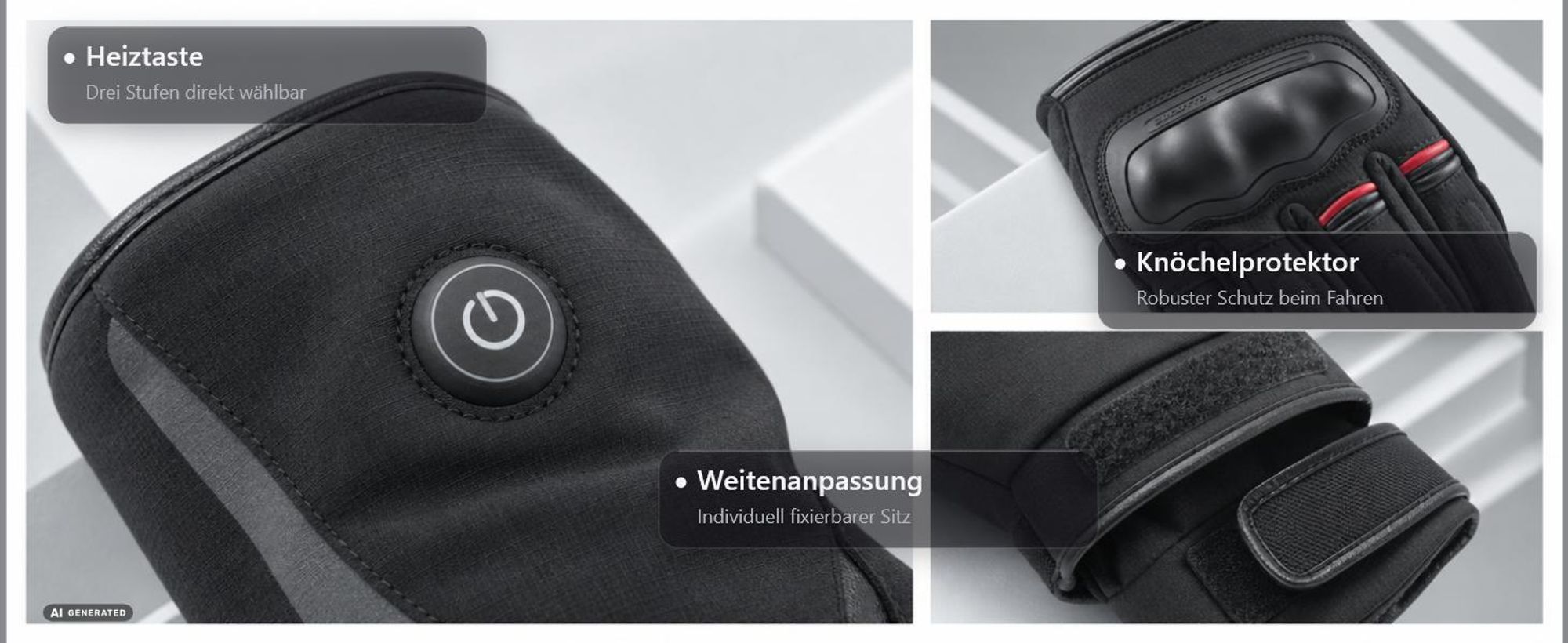 Bogotto Celsius Heat beheizbare Motorrad Handschuhe, schwarz, XL