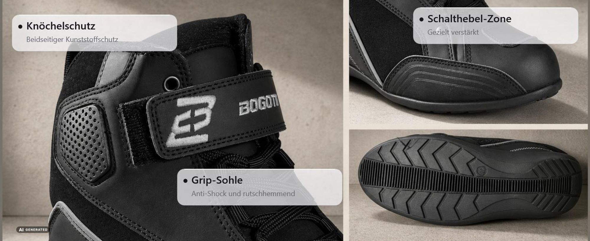 Bogotto City Limit Motorradschuhe, schwarz, 43