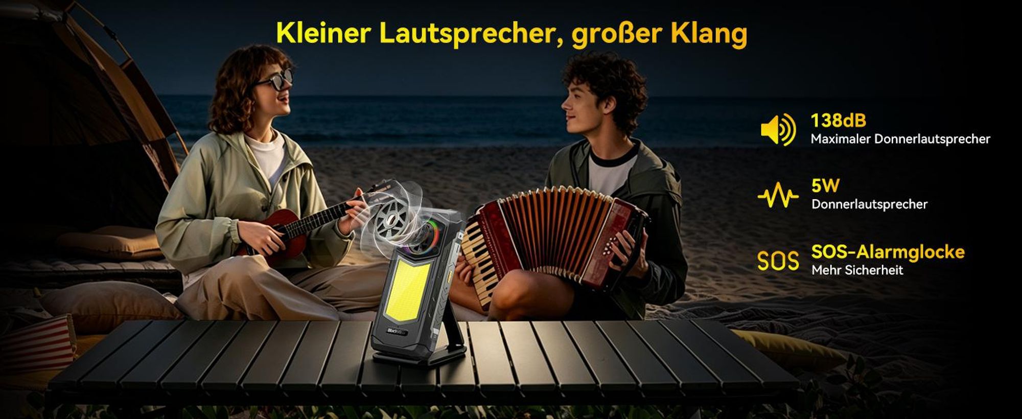 Blackview ROCK 5 Outdoor Smartphone Ohne Vertrag, 48+256GB, Android 16, 20000mAh, 33W, 120Hz, 2.4K, NFC, 108MP+50MP+20MP, 348LM, IP69K&IP68