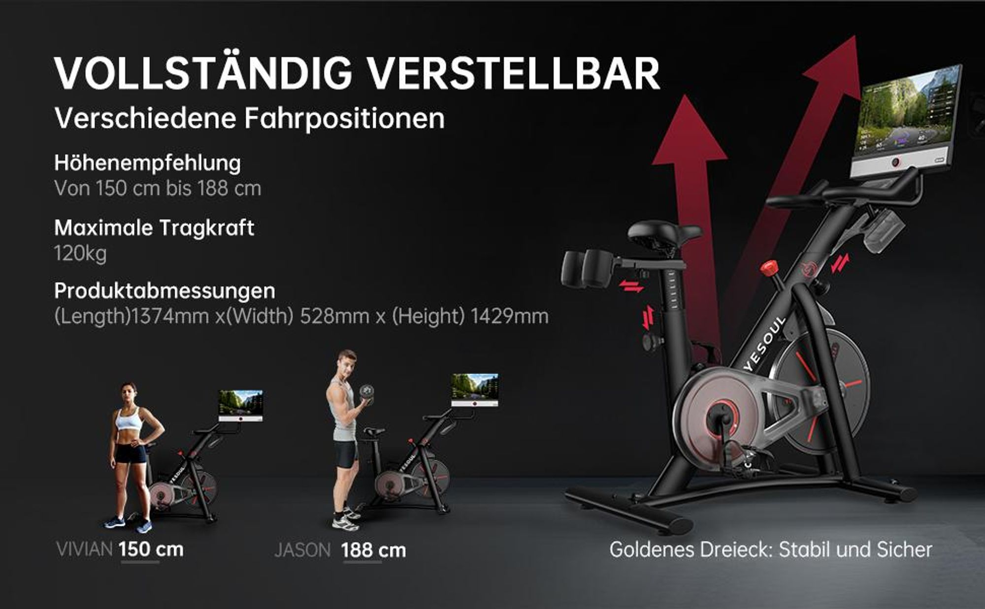 YESOUL G1M Max fitness bicykel, 21,5" FHD displej, 4× 30 W reproduktory, 360° zvuk, magnetický odpor, tichý chod a neobmedzené streamovanie