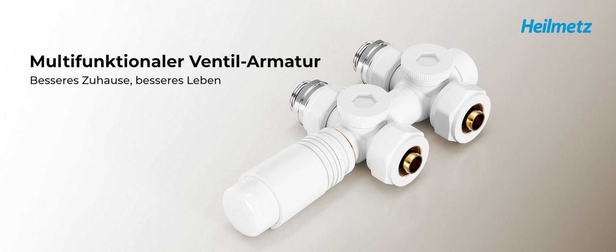 Heilmetz Heizkörper Thermostatventil Set Weiß , M30 x 1,5 Universal Ventil inkl. Rosette, kompatibel mit 15mm & 16mm Rohrleitungen