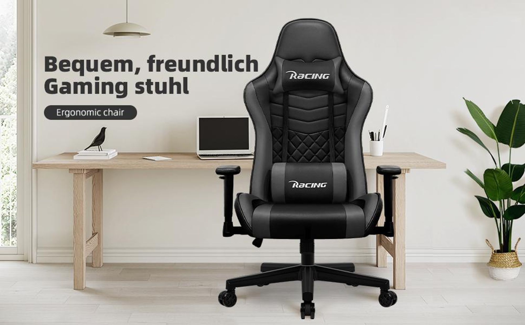 Adormii Gaming Stuhl Bürostuhl Ergonomisch Schreibtischstuhl Bürostuhl 150 kg mit Fußstütze, Lordosenstütze, Gaming Sessel 90°-170° Wippfunktion